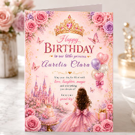 Cartão Coroa de Princesa Elegante Aniversário