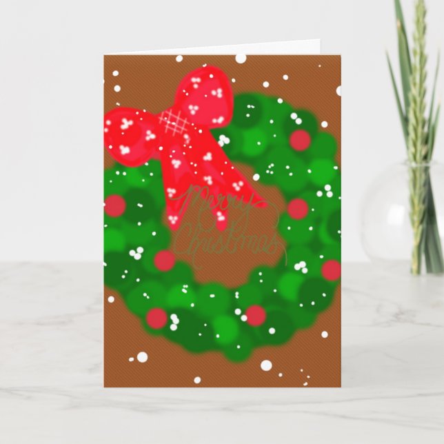 Cartão Coroa e Laço Modernos com Neve (Frente)