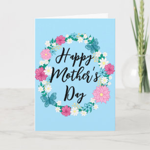 Cartão Coroa Floral da Primavera para o Dia das Mães