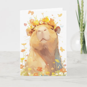 Cartão Coroa Floral de Capivara