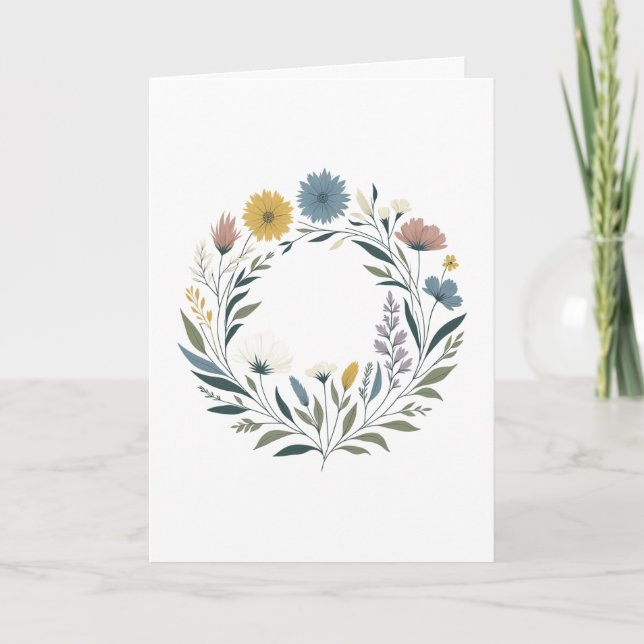 Cartão Coroa Floral de Primavera (Frente)