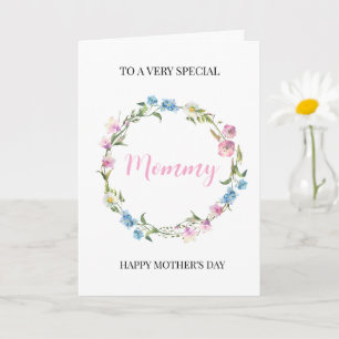 Cartão Coroa Floral do Dia das Mães Personalizada para Ma