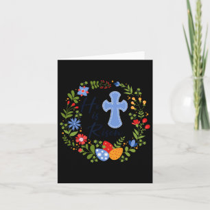 Cartão Coroa Floral Ele Ressuscitou Jesus Cristão Feliz P