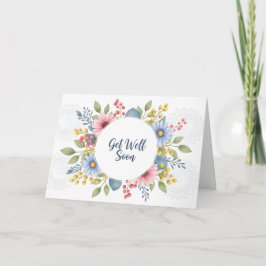 Cartão Coroa Floral em Aquarela Elegante para Melhoras Rá
