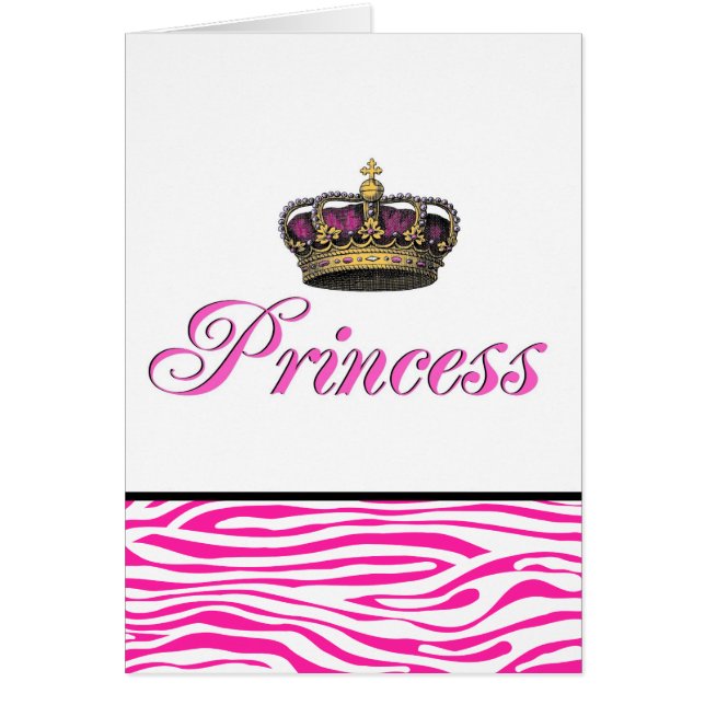 Cartão Coroa princesa de rosa quente (Frente)