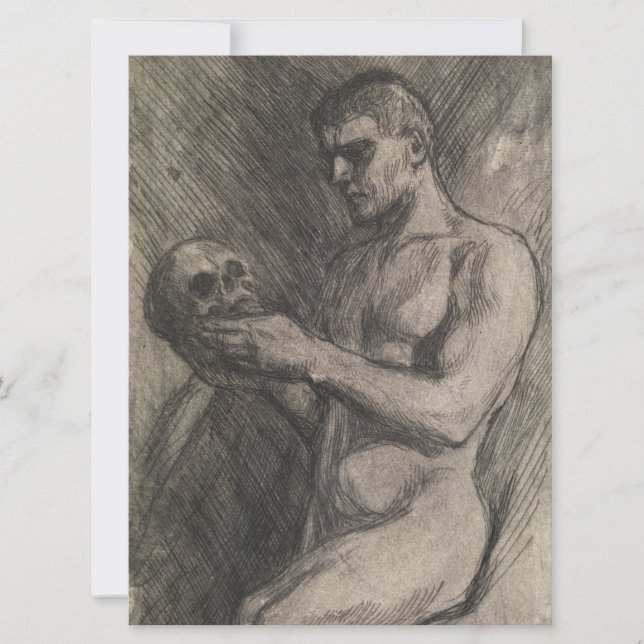 Cartão Corpo de um Homem Segurando uma Caveira (por Alber (Frente)