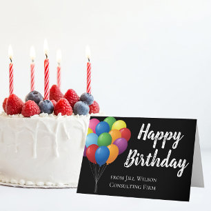 Cartão Corporação de Balões de Aniversário Feliz de Negóc