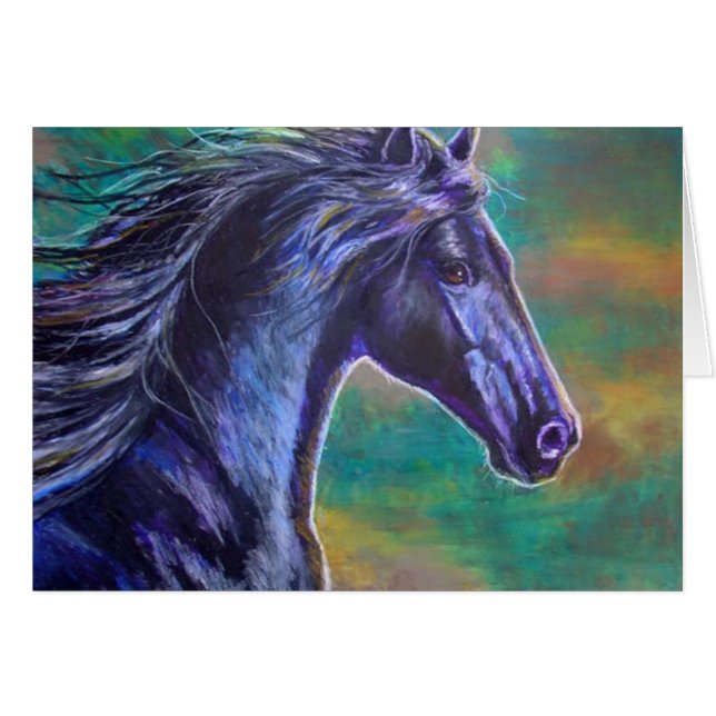 Cartão Corredor preto do garanhão (Frente horizontal)