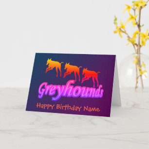 Cartão Correndo Arco-Íris Greyhounds Personalizado Aniver