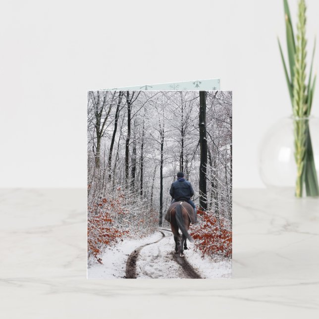 Cartão Corrida de Cavalo da Floresta de Natal (Frente)