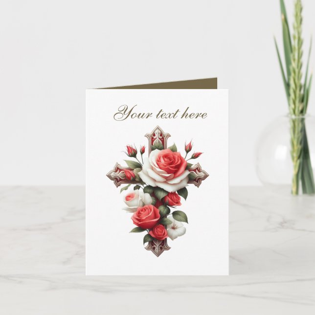 Cartão Corta-Corte com rosas personalizáveis (Frente)