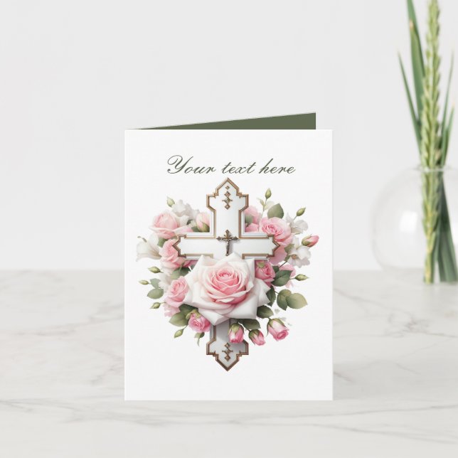 Cartão Corta-Corte com rosas personalizáveis (Frente)