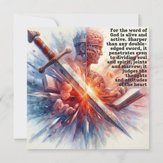 Cartão Cortar ao Coração (Hebraicos 4:12) (Frente)