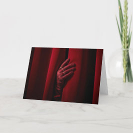 Cartão Cortina de Teatro Vermelho Veludo com Mão Enluvada
