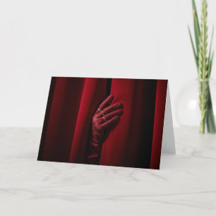 Cartão Cortina de Teatro Vermelho Veludo com Mão Enluvada