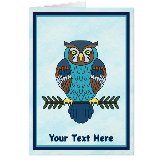 Cartão Coruja de Arte Folk Nórdica (Frente)