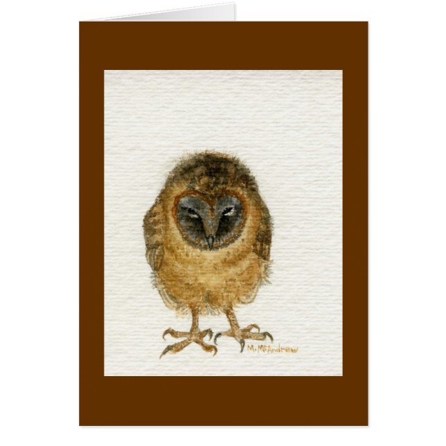 Cartão "Coruja de celeiro enfrentada da cinza " (Frente)