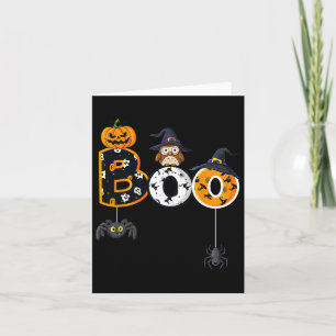 Cartão Coruja de Halloween com aranhas de bruxa