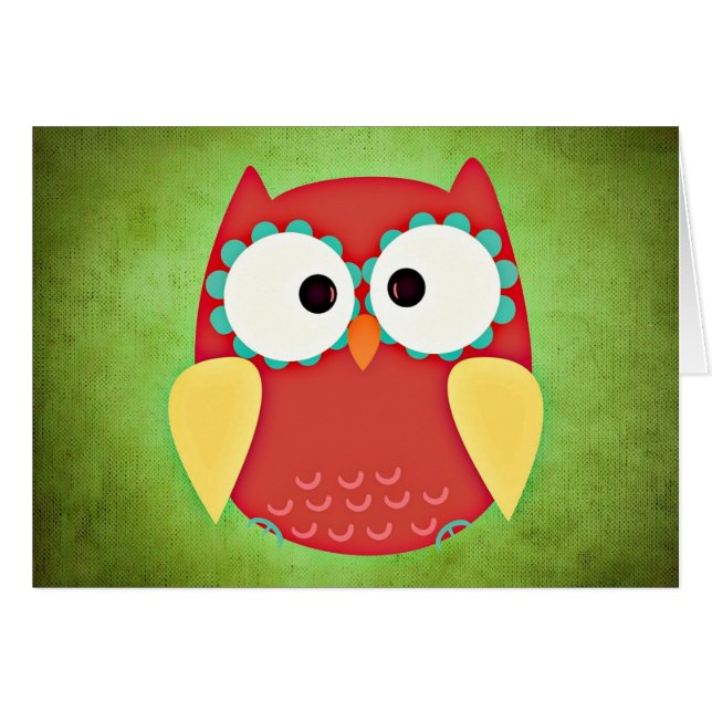Cartão Coruja de Olhos Cruzados (Frente Horizontal)