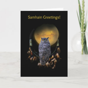 Cartão Coruja e Apanhador de Sonhos Samhain