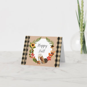 Cartão Coruja e natureza com texto personalizável 