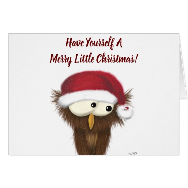 Cartão Coruja Festiva (Frente Horizontal)