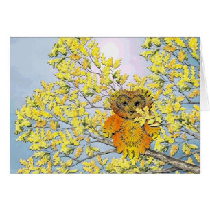 Cartão coruja na árvore