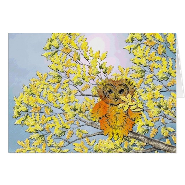 Cartão coruja na árvore (Frente Horizontal)