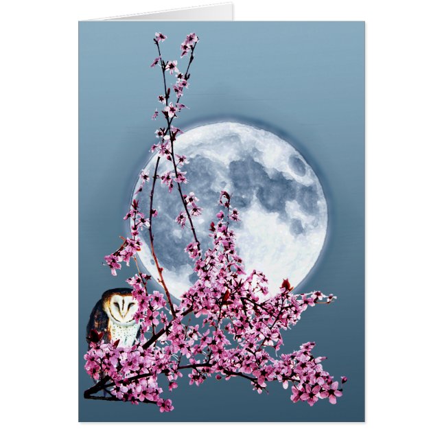 Cartão Coruja na Árvore de Ameixa (Frente)