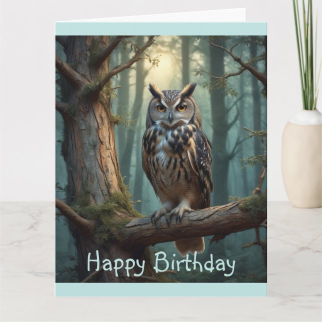 Cartão Coruja na Floresta Mágica (Frente)