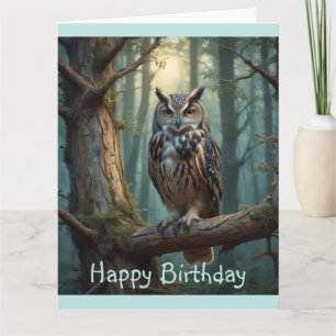 Cartão Coruja na Floresta Mágica