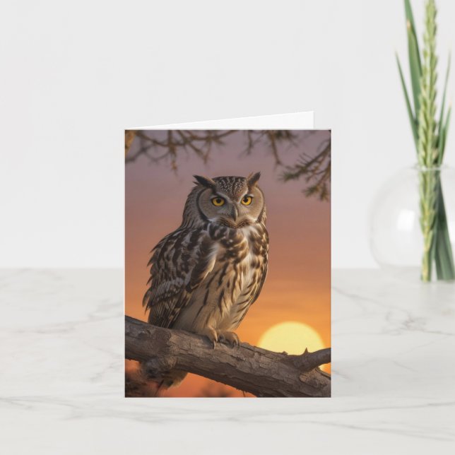 Cartão Coruja no Sunset (Frente)