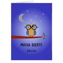 Cartão Coruja personalizada de boa sorte espanhola
