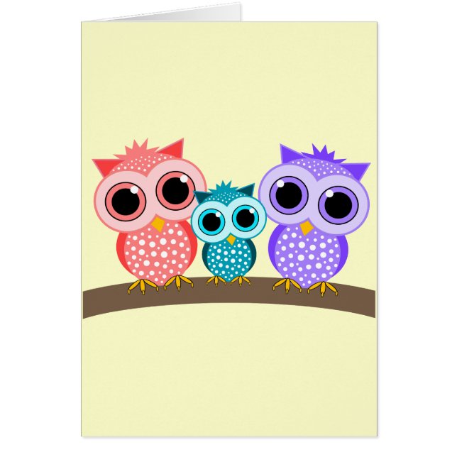 Cartão corujas bonitos (Frente)