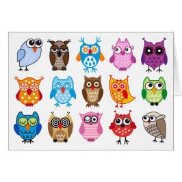 Cartão Corujas bonitos coloridas