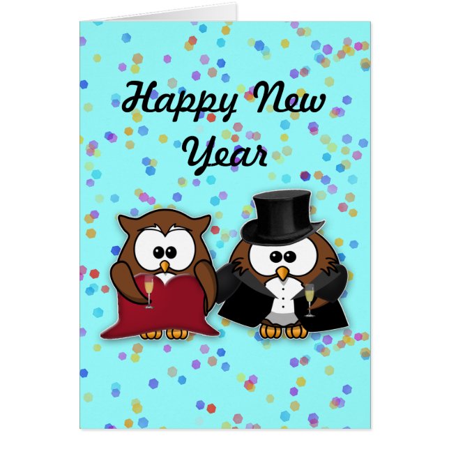 Cartão corujas de champanhe (Frente)