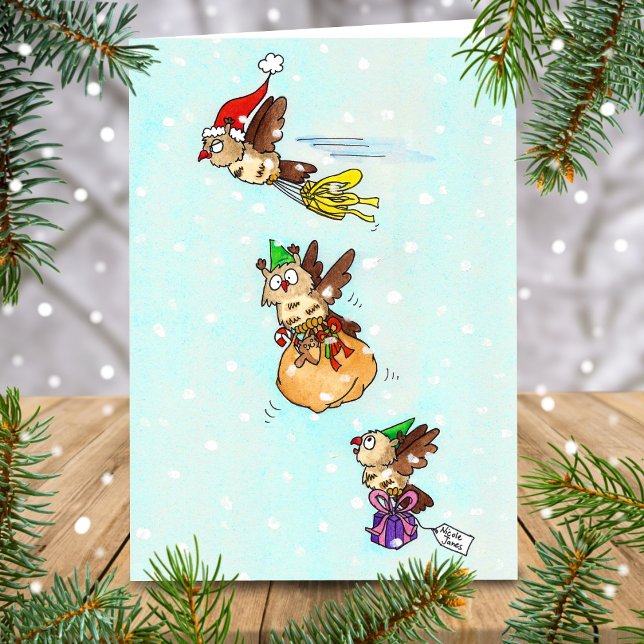 Cartão Corujas de Natal Saudação  (Criador carregado)