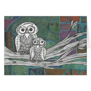 Cartão Corujas dos retalhos