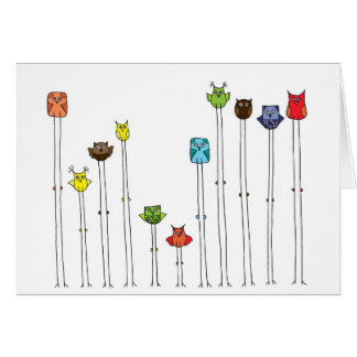 Cartão Corujas em Multicolors