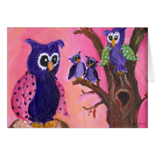 Cartão Corujas nas árvores