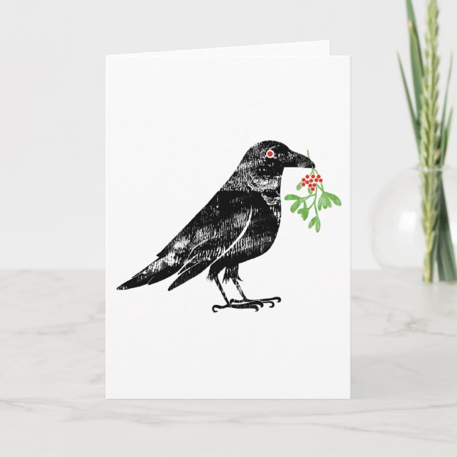Cartão Corvo com visco no bico 13x18cm (Frente)