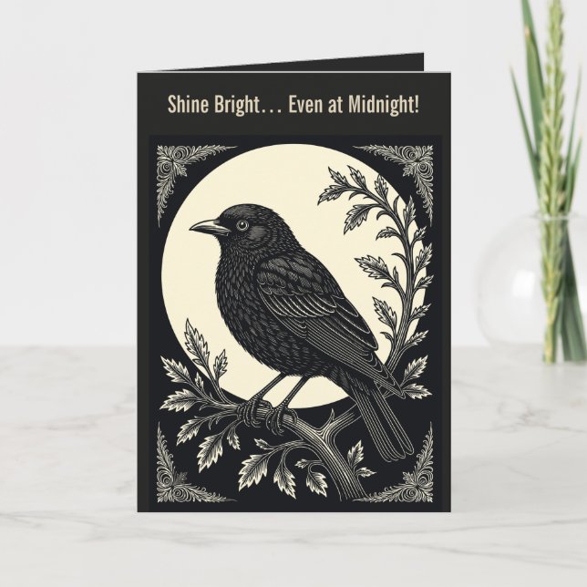 Cartão Corvo da Crista Enluarada (Frente)