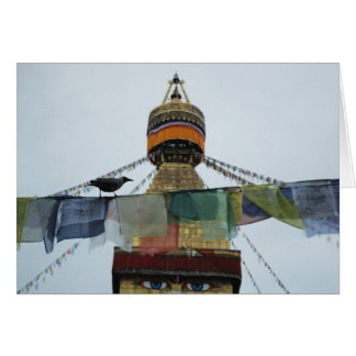 Cartão Corvo de casa em orações Bodha Stupa, Nepal