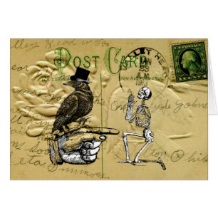 Cartão Corvo e esqueleto