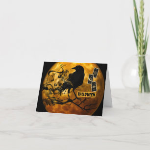 Cartão Corvo Preto Assustador, Cartas de Tarot Halloween