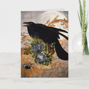 Cartão Corvo Preto Gótico & Aranha