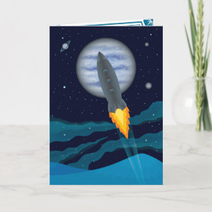 Cartão Cosmic Rocketship Scene Father's Day
