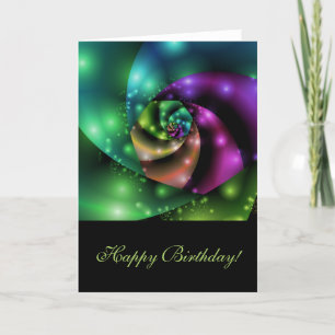 Cartão Cosmic Rose Fractal - Birthday Card