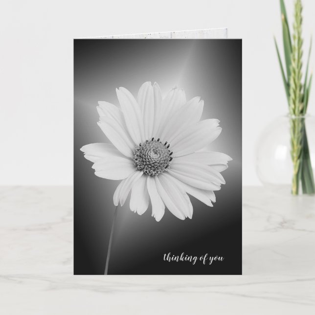 Cartão cosmos brancos brilhantes pensando em você (Frente)