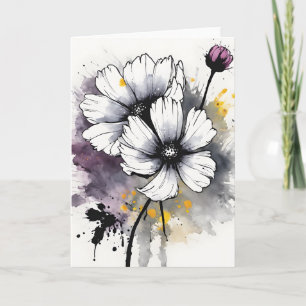 Cartão Cosmos - Flores aquarela